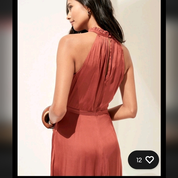 Banana Republic Deep Orange Satin Halter Midi Dress - Picture 4 of 7